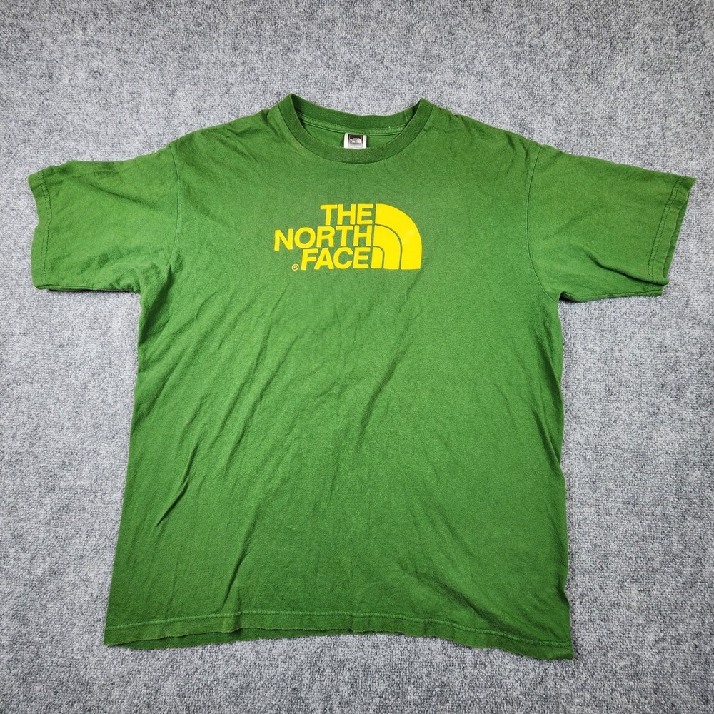 The North Face Mens Large Green Yellow Logo Graphic T-Shirt Short Sleeve Tee